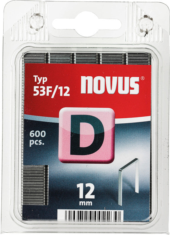 Novus Heftklammern Flachdrahtklammern D – für Novus Heftpistole J-29 – 12 mm – Metall, silber – 600 Stk.