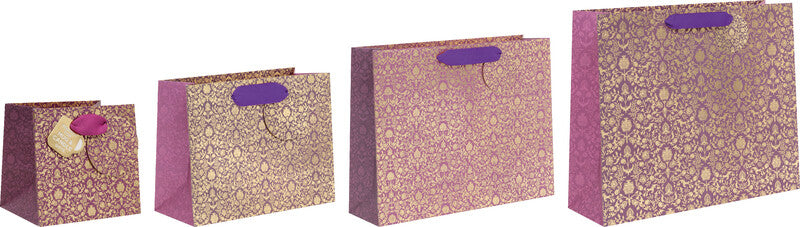 Glick Geschenktasche 'Baroque' – 35,5 × 10 × 27,5 cm, Papier, mit Satinband, Folienprägung