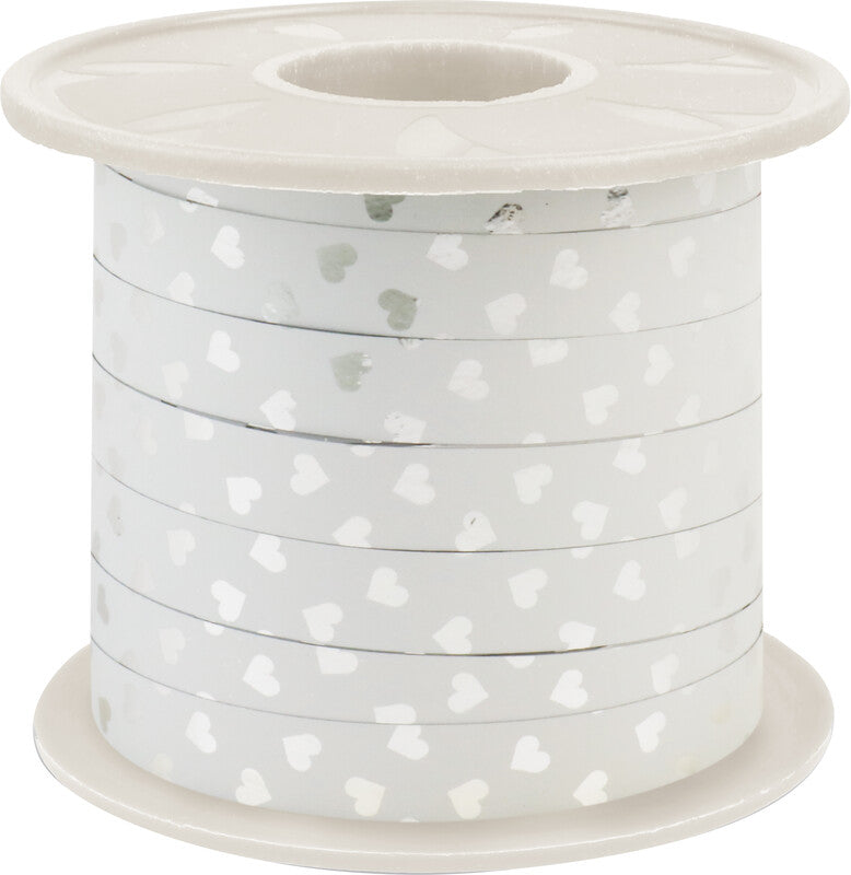 Präsent Geschenkband Cherie – Liebe – 10 mm × 100 m – Kunststoff, silber