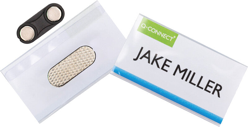 Q-Connect Namensschild – 75×40 mm, Kunststoff, transparent, mit Magnet, 25 Stk.