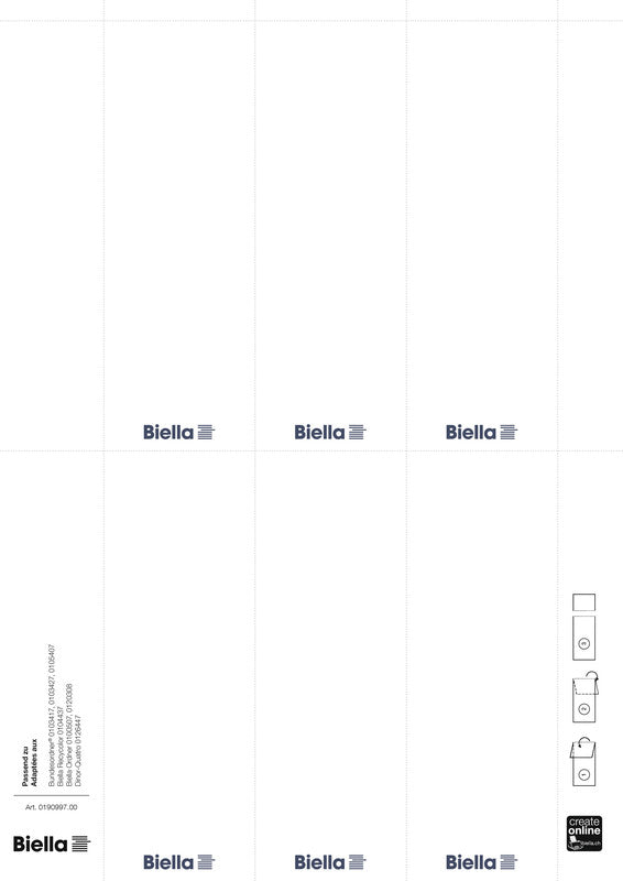 Biella Endlos-Kartonschilder (nicht klebend), 51 mm × 145 mm, für Bundesordner und andere, Rückenbreite 70 mm