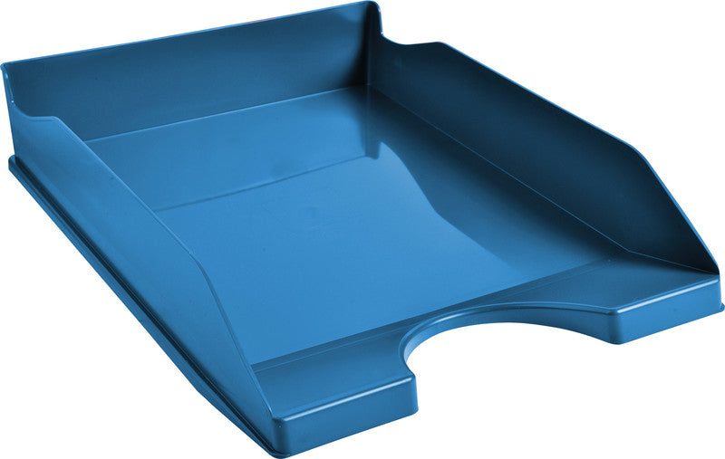Exacompta Stapelbarer Briefkorb mit Griffausschnitt und Beschriftungsfeld, Blau, B 255 × H 65 × T 345 mm