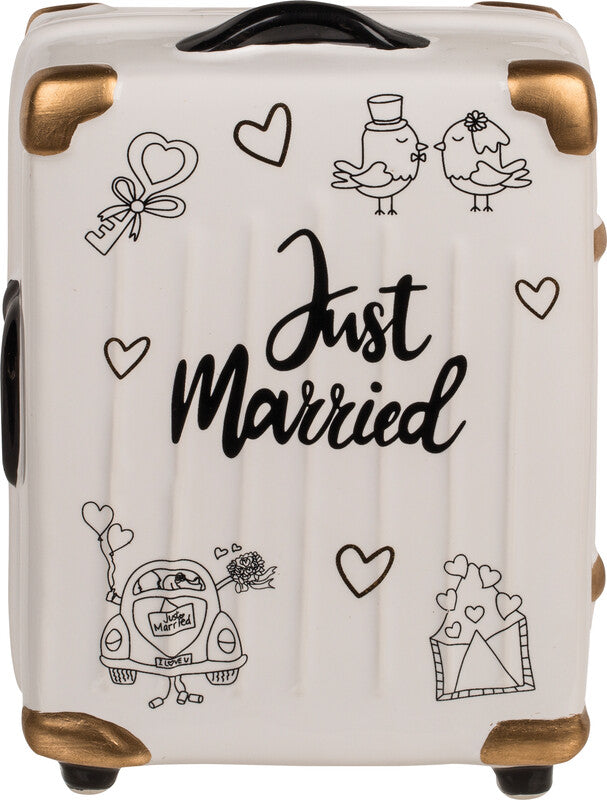 Out oft the blue Out of the Blue Spardose Koffer Just Married – Keramik, mehrfarbig – 11 × 16,5 × 6,5 cm