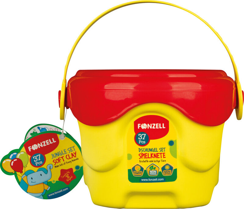 Fonzell Modelliermasse-Set Dschungel – 37-teilig – 10 Modelliermassen à 35 g – 176 × 160 × 125 mm