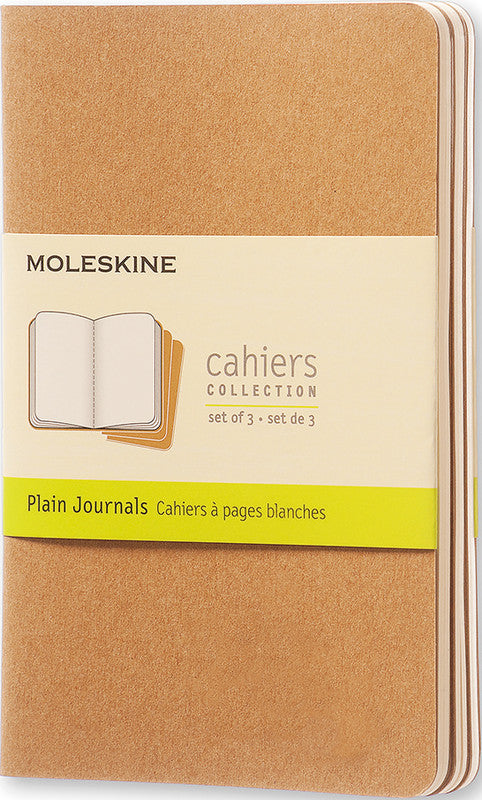 Moleskine Notizheft, blanko, Fadenheftung, Karton, 64 Seiten, 70 g/m² – Packpapierbraun, 3er-Pack