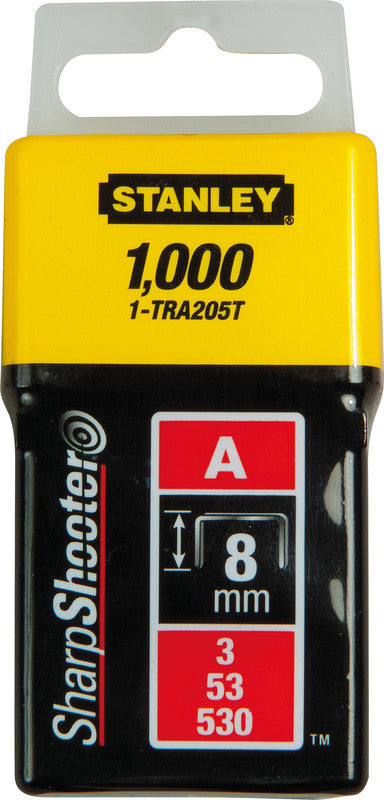 Stanley Heftklammern – Typ 53, 8 mm, 1'000 Stk., Stahl, silber – für TR45, TR151YL, TR150L