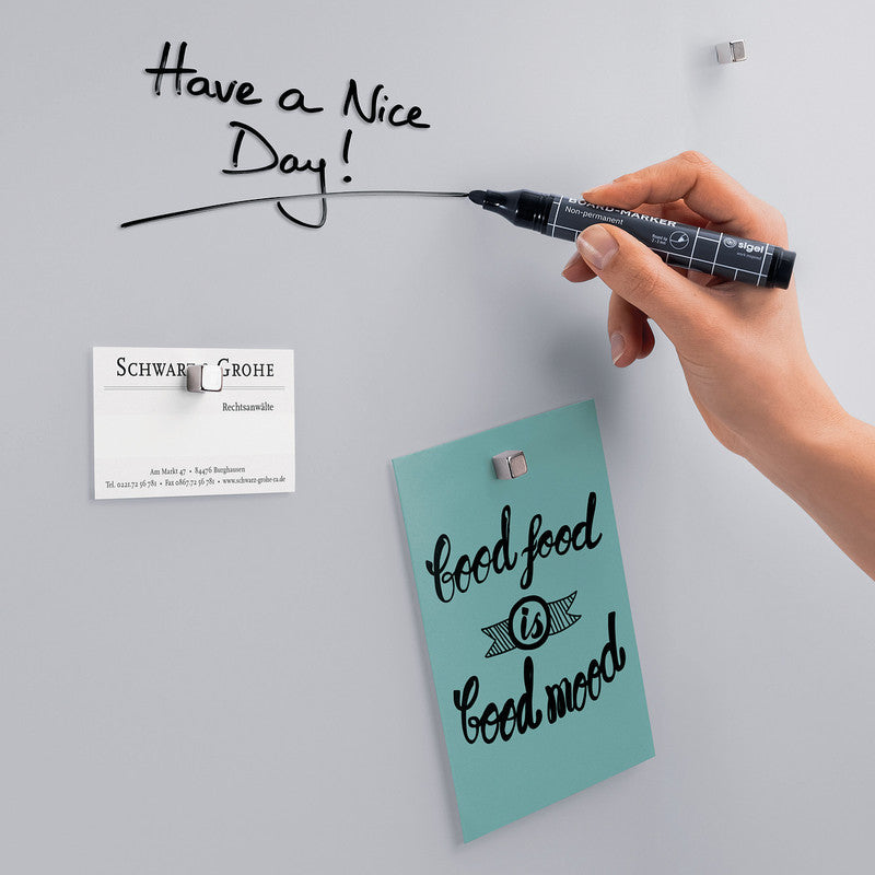 Sigel Whiteboard – 60 × 40 cm, Glas, magnetisch, Wandmontage, inkl. SuperDym-Magnetwürfel, Montagesatz