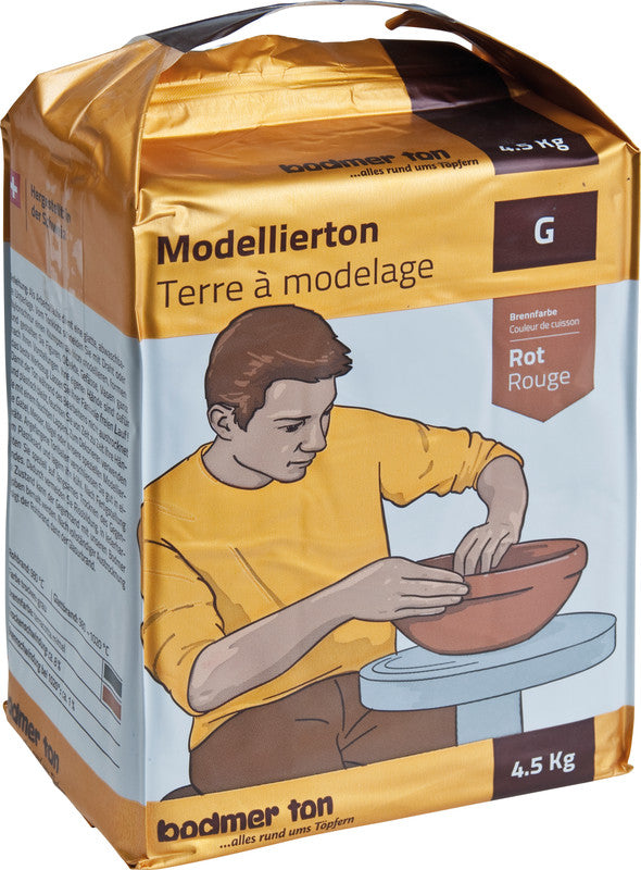 Bodmer ton Modellierton – Rot – 4,5 kg – für Basteln