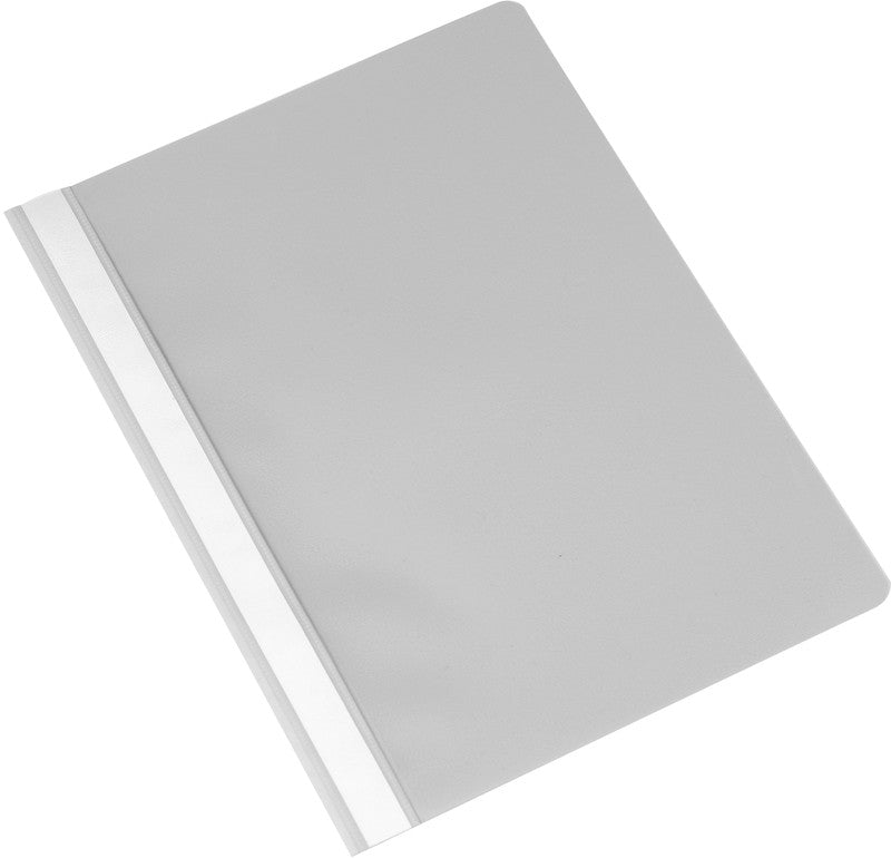 Q-CONNECT Schnellhefter – A4, PP, Grau, Metall-Deckleiste, Beschriftungsfeld
