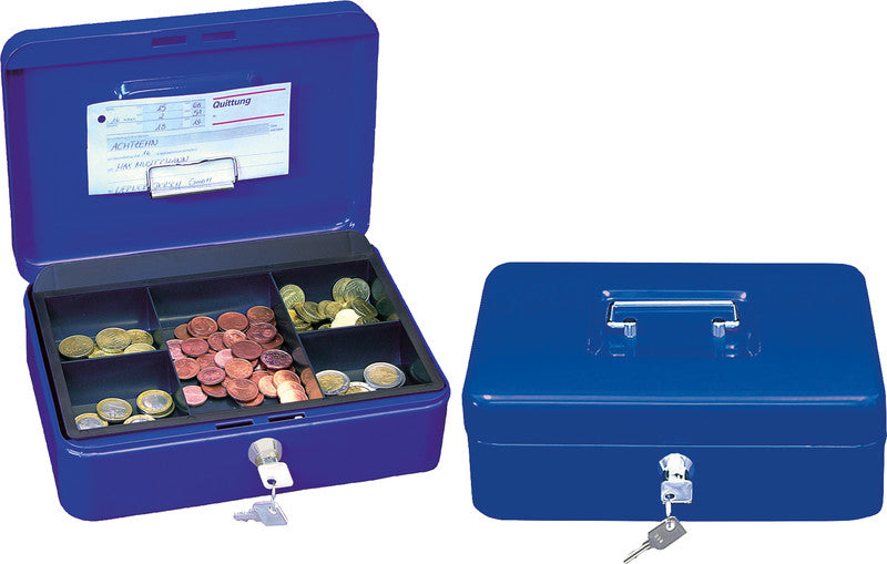 Wedo Geldkassette – mit Schlüssel – 25 × 18 × 9 cm – Blau – Stahl