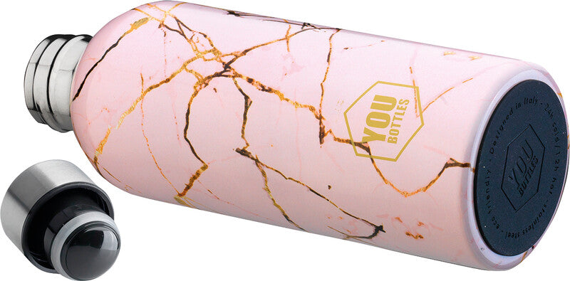Youbottles Trinkflasche Dual – 5 dl – Edelstahl, isoliert, auslaufsicher – Street Art Pink Marble