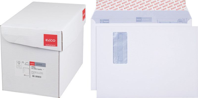Elco Couvert C4, Fenster rechts, Haftklebung, weiss, 120 g/m², mit Innendruck – 250 Stk.