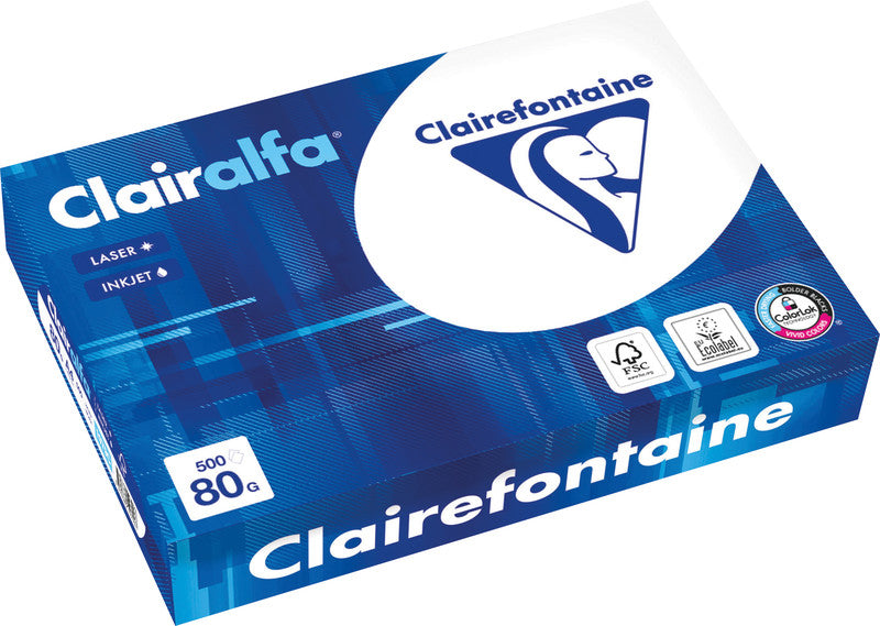 Clairefontaine Kopierpapier – A3, 80 g/m², CIE 171 – für Inkjet/Laser/Kopierer – FSC, EU Ecolabel – 500 Blatt