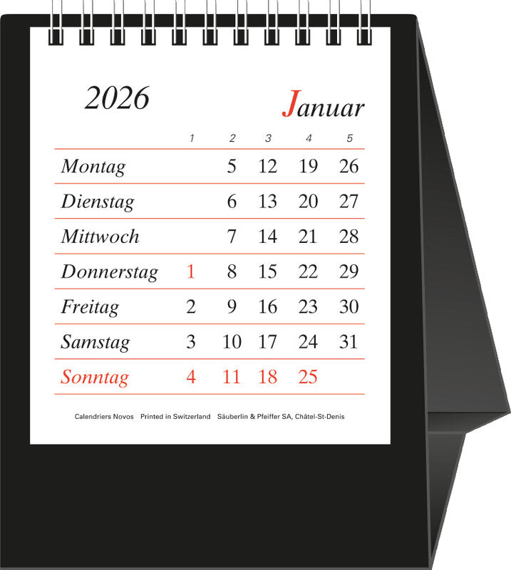 Novos Kalender-Einlage – 1 Monat/1 Seite, 12 × 14 cm, 2026