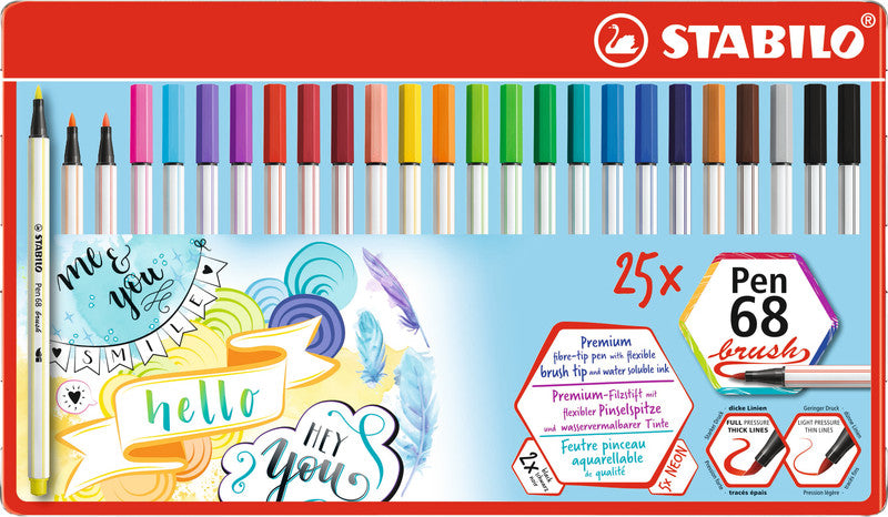 STABILO Filzstifte Pen 68 brush, 25 Farben