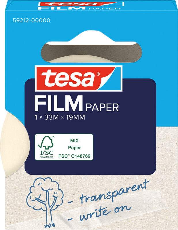 TESA Büro-Klebeband – permanent, klar, Papier, 19 mm × 33 m, 1 Rolle