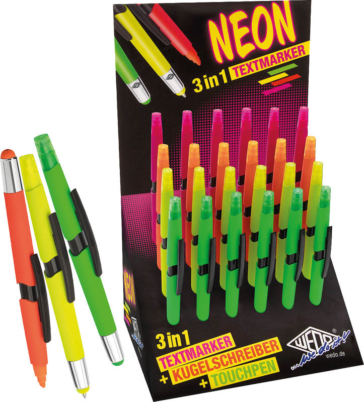 Wedo Eingabestift Touch Pen – für Smartphones, Tablets, 3-in-1, Kunststoff, Neonmix
