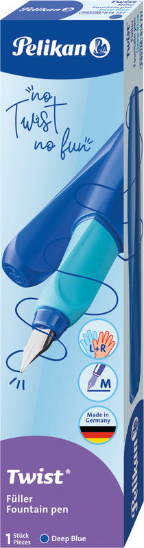 Pelikan Twist Deep Blue – Federspitze M – für Rechts- & Linkshänder – Dunkelblau, Blau – Patronen