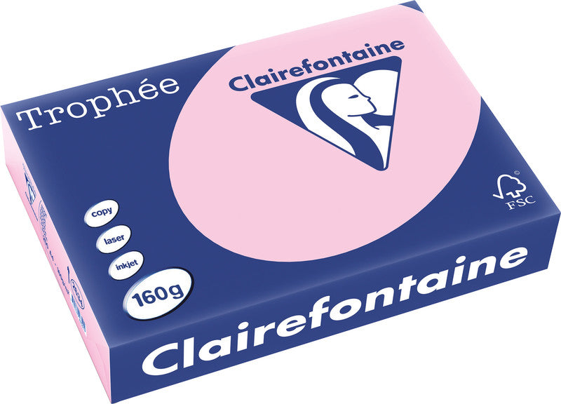 Clairefontaine Kopierpapier – A4, 160 g/m², Pink – für Inkjet/Laser/Kopierer – FSC, EU Ecolabel – 250 Blatt