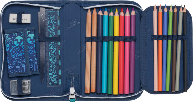 Beckmann Classic 1st Etui mit 2 Klappen, gefüllt, 21-teilig – Science – Kunststoff – 20,5 × 13,3 × 3,8 cm