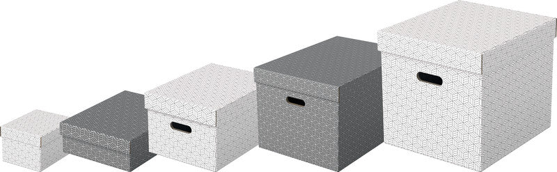 Esselte Archivschachtel A3 – mit Griffloch, abnehmbarem Deckel, 355 × 305 × 510 mm, grau, Karton, 3er Pack