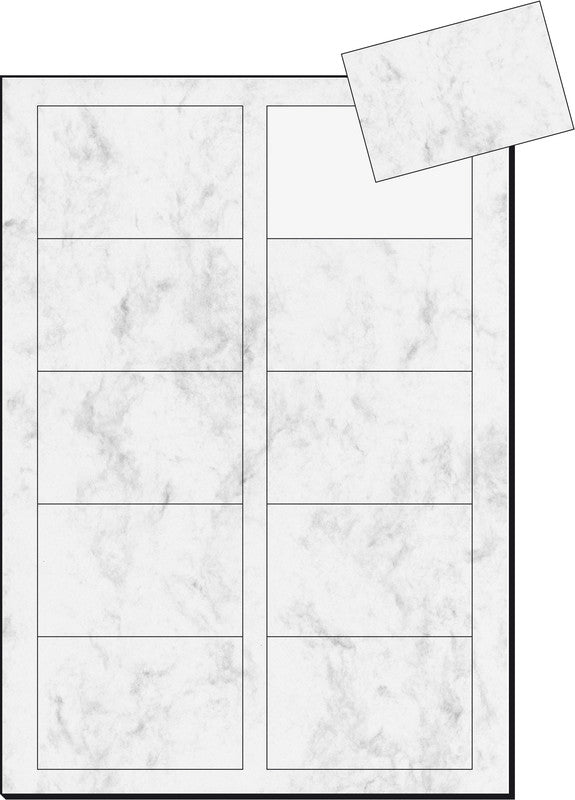 Sigel Visitenkarten, 85 × 55 mm – A4, 10 pro Blatt – 100 Karten – FSC zertifiziert, Marmor Grau