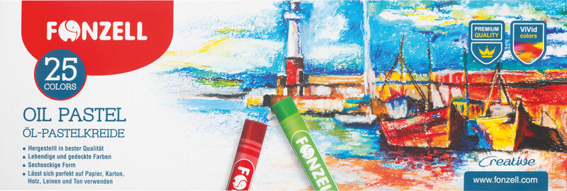 Fonzell Ölpastelle – Set – 25 Farben, für Papier, Karton & Leinwand
