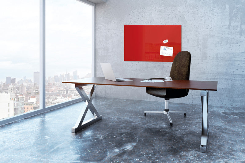 Sigel Whiteboard – 100 × 65 cm, Glas, magnetisch, Wandmontage, inkl. Magnete, Montagesatz