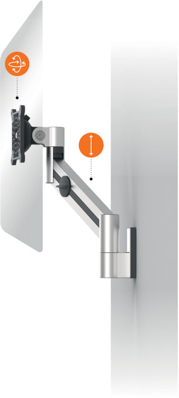 Durable Monitorhalterung, 1 Monitor, Wandmontage, bis 27", 8 kg, höhenverstellbar, neigbar, silber