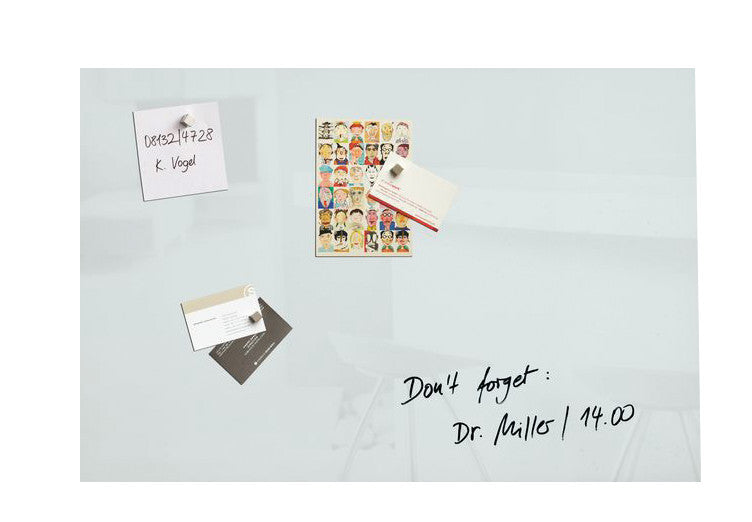 Sigel Whiteboard – 60 × 40 cm, Glas, magnetisch, Wandmontage, inkl. SuperDym-Magnetwürfel, Montagesatz