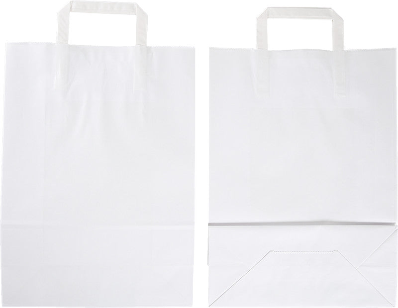 Elco Papiertragetasche mit Flachhenkeln – 27 × 37 × 12 cm – Kraftpapier, 80 g/m² – Weiss – 50 Stk.