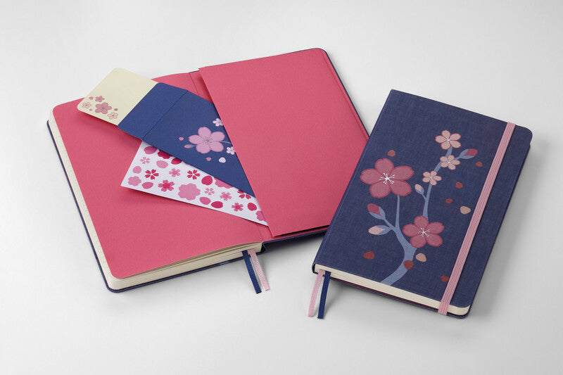 Moleskine Notizbuch Limited Edition Sakura, sortiert, Leimbindung, Hardcover, 176 Seiten, 100 g/m² – blau