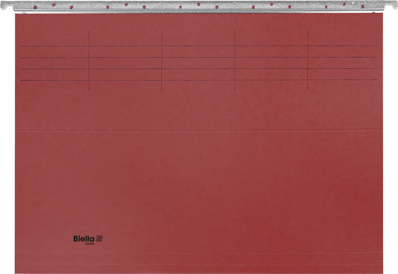 Biella Hängeordner für A4 – Karton, Rot, 320 × 250 mm, mit Vordruck