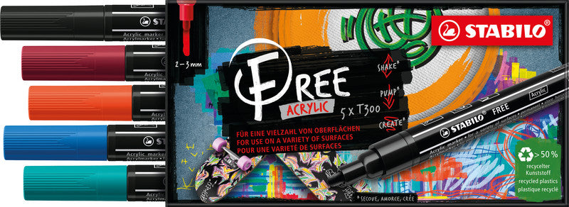 Stabilo Acrylic Marker – sortiert, 5er Set
