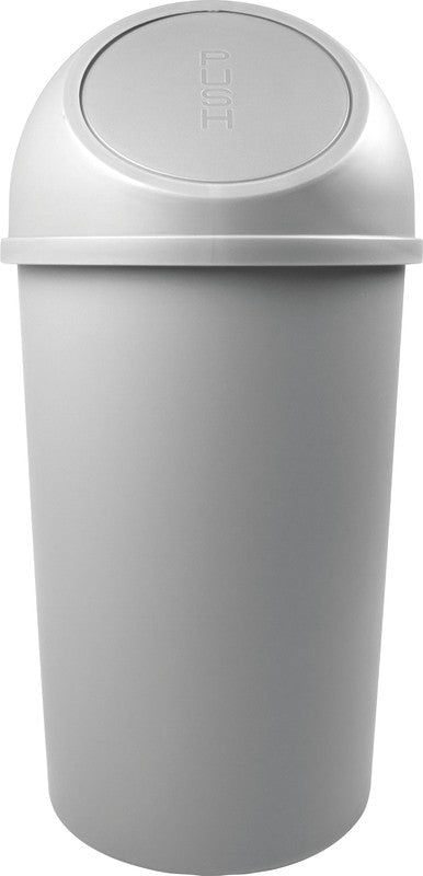 Helit Papierkorb the flip – 25 l – mit Deckel, Kunststoff, lichtgrau – Ø 312 × H 615 mm