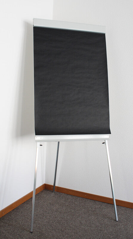Q-connect Flipchart-Block – 68 × 99 cm, 20 Blatt/Block, blanko, schwarz, Papier, perforiert, mit Lochung