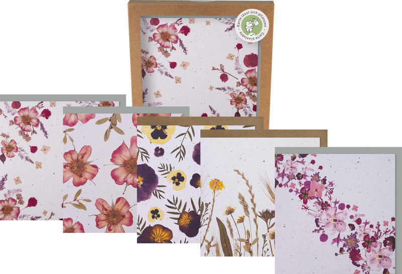 Hervorragend Grusskarte Blumen – 130 × 130 mm – mit Umschlägen, Papier, 5er Pack