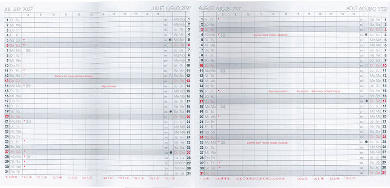 Biella Ersatzplaner Berlin Kalender-Einlage – 6 Monate/1 Seite, 8,7 × 15,3 cm, 2027, FSC