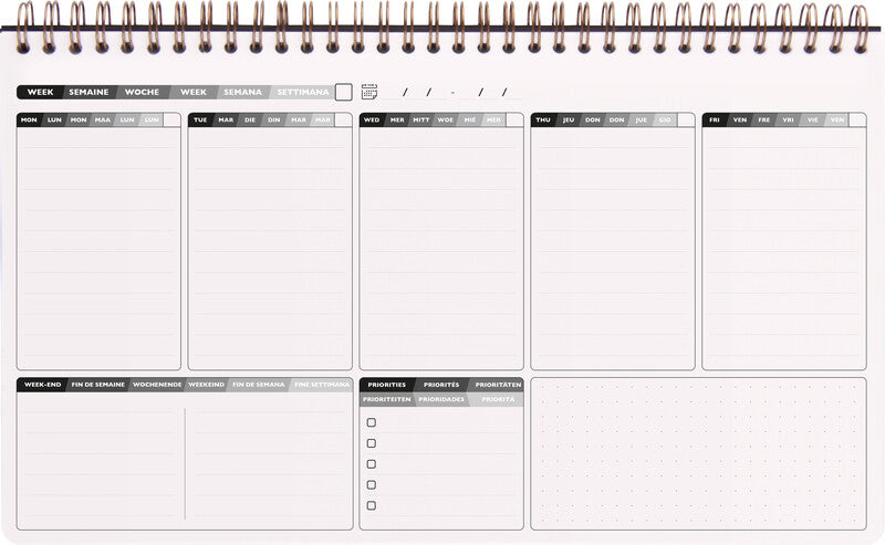 Clairefontaine AgeBag my Weekly Wochenplaner – 1 Woche/2 Seiten, undatiert, 29,7 × 17 cm, schwarz