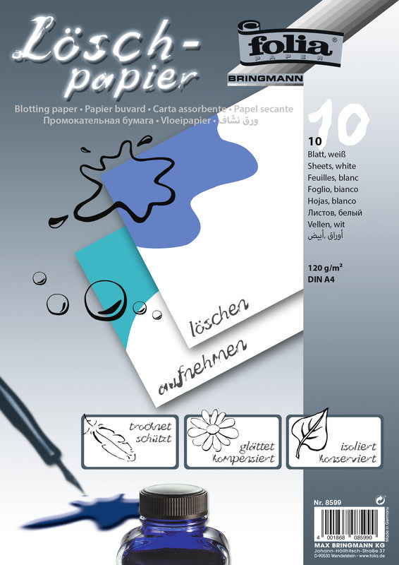 Folia Löschpapier A4 – 120 g/m², weiss, 10 Blatt