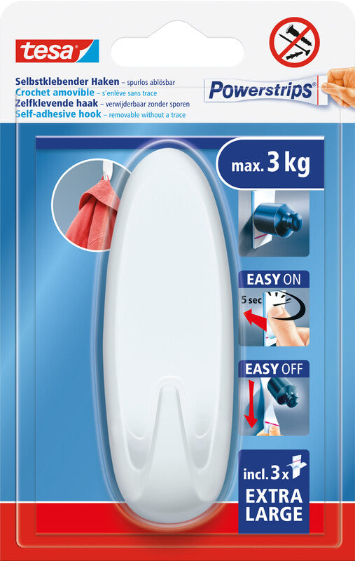 TESA Kleiderbügel – Kunststoff, weiss, 2,9 × 10,5 × 3,9 cm – 1er-Pack