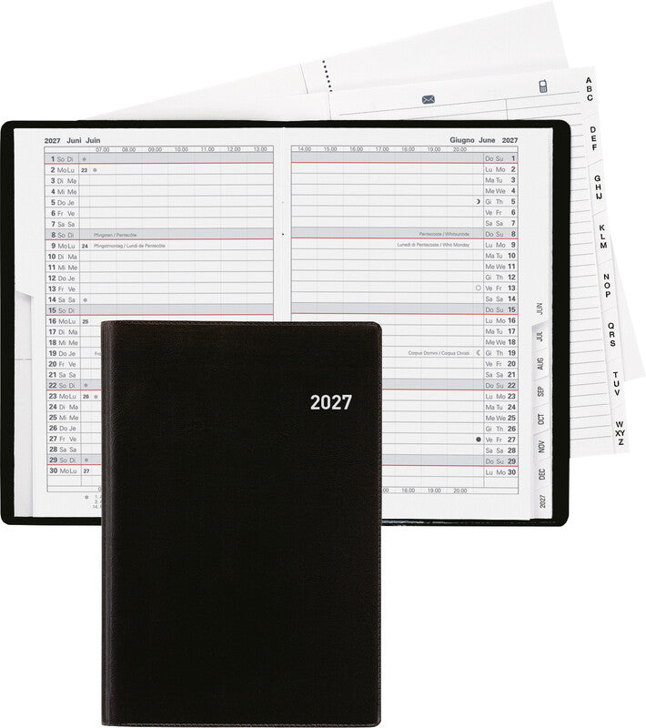Biella Planer Istanbul Agenda – 1 Monat/2 Seiten, geheftet, 10,6 × 15,3 cm, 15 Monate Okt–Dez, schwarz, PEFC