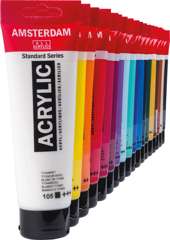 Royal Talens Amsterdam – Acryl Standard – Acrylfarbe – Set – 18 Farben, sortiert, 18 × 120 ml
