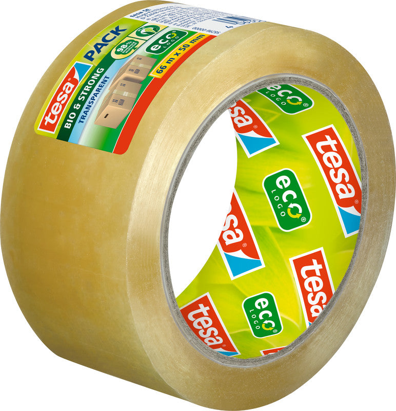 tesa Verpackungsband – 50 mm × 66 m, transparent, stark, eco:plus