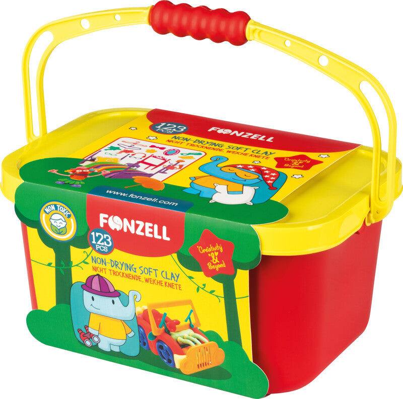 Fonzell Modelliermasse-Set – 123-teilig – 20 Modelliermassen à 50 g – 300 × 200 × 140 mm