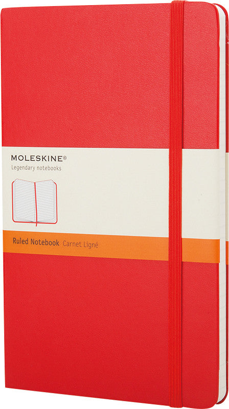 Moleskine Notizbuch, 90 × 140 mm, liniert, Leimbindung, Hardcover, 192 Seiten, 70 g/m² – rot