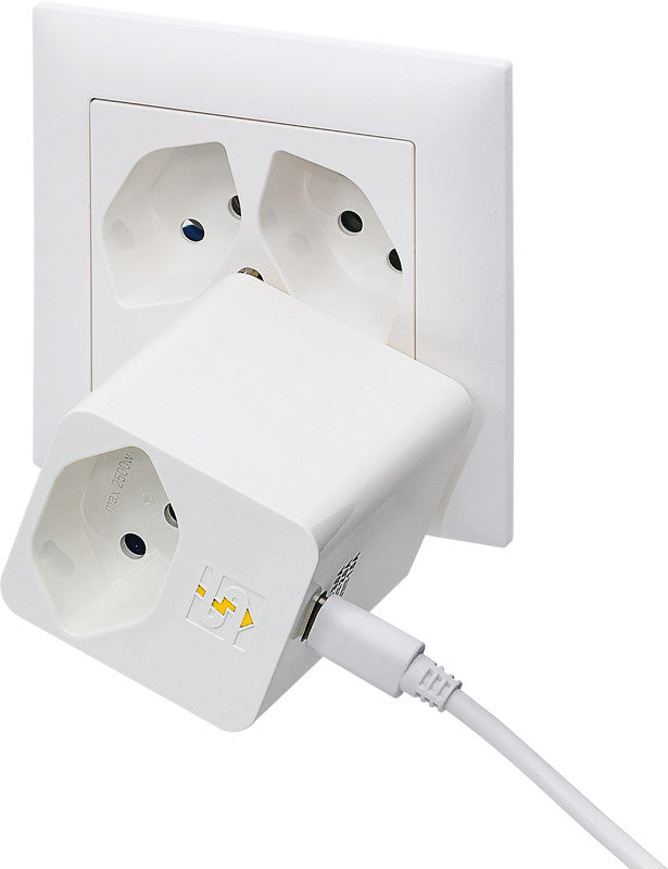 Steffen Abzweigstecker – Kunststoff/Metall, weiss, drehbar 325°, für Geräte mit USB-C-Anschluss