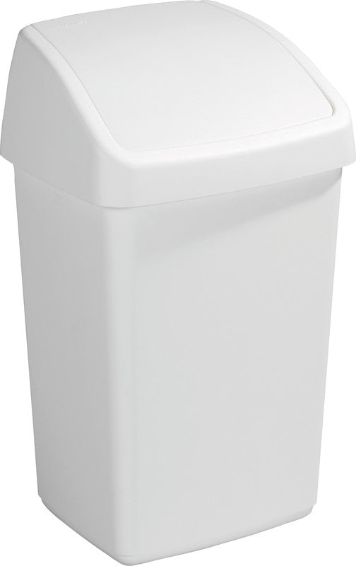 Zwingo Abfallcontainer – 25 l, mit Deckel – Kunststoff, weiss – B × H × T 320 × 485 × 280 mm