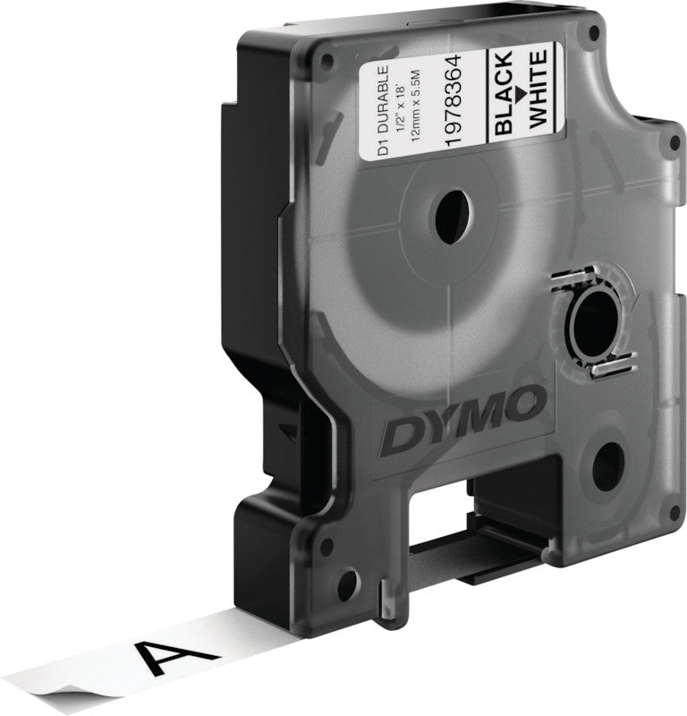 DYMO Schriftband – 12 mm × 5,5 m, weiss, schwarz – für LabelManager 160, 210D, 220 und andere