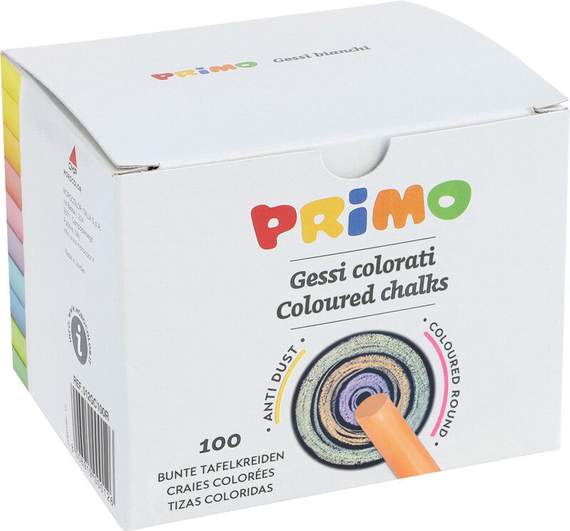 Primo Runde Kreide – bunt – 100 Stück, 10 Farben – für Tafel, Papier und Karton